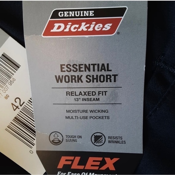 Dickies Men’s Size 42 Flex Work Short Relaxed Fit Navy Workwear Flat Front NWT - Picture 4 of 9